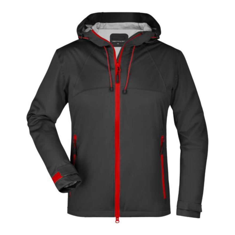 Damen 3-Lagen Softshell Jacke, Daiber JN 1097 – black/red