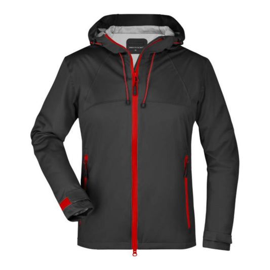 Damen 3-Lagen Softshell Jacke, Daiber JN 1097 – black/red