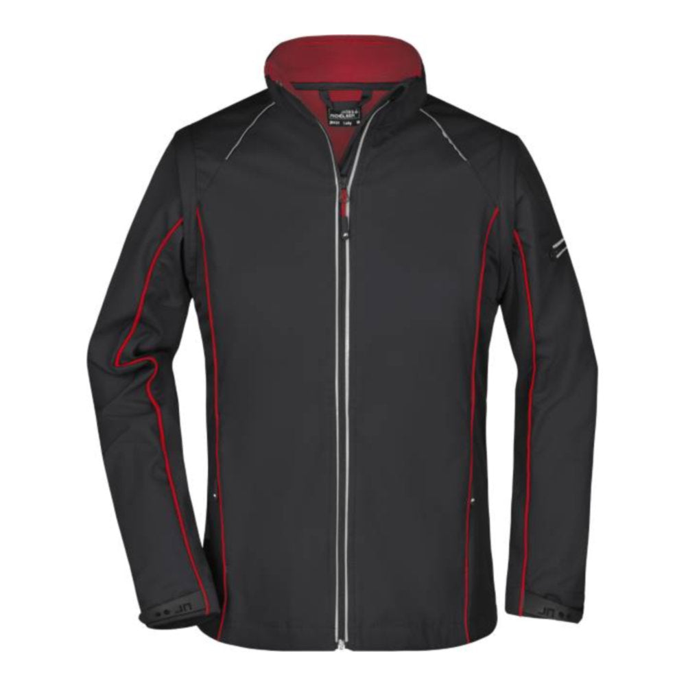 Damen Softshell Jacke mit abnehmbaren Ärmeln, Daiber JN 1121 – black/red