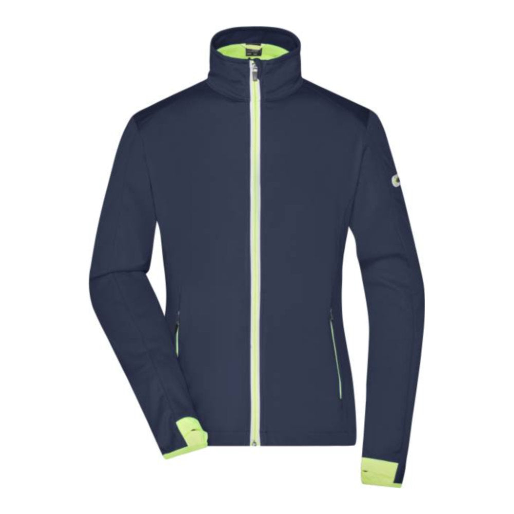 Damen 3-Lagen Sport Softshell Jacke, Daiber JN 1125 – navy/bright yellow
