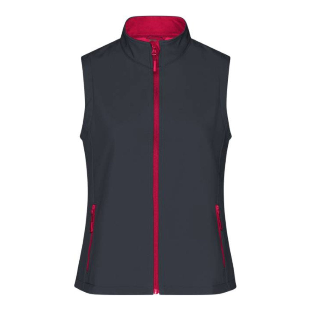 Damen 2-Lagen Promo Softshell Gilet, Daiber JN 1127 – iron grey/red