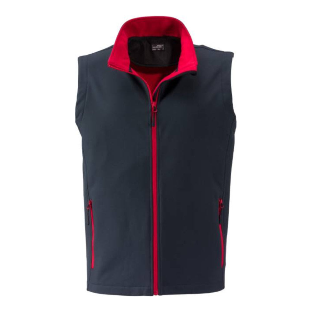 Herren 2-Lagen Promo Softshell Gilet, Daiber JN 1128 – iron grey/red
