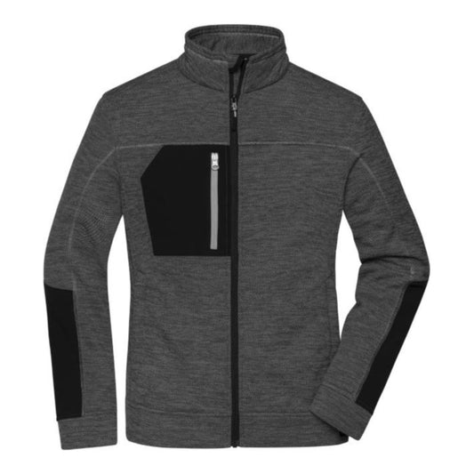Damen Strickfleece Jacke, Daiber JN 1817 – black melange/black/silver