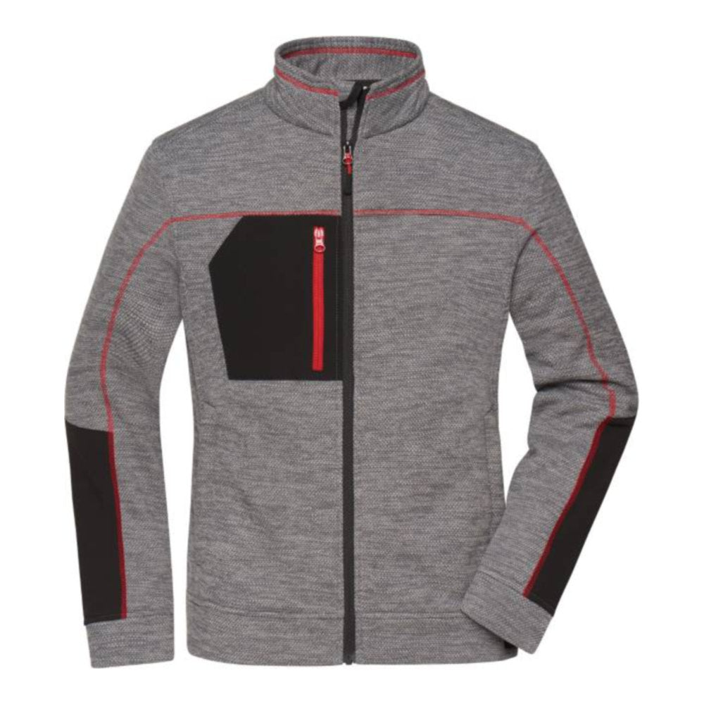Damen Strickfleece Jacke, Daiber JN 1817 – carbon melange/black/red