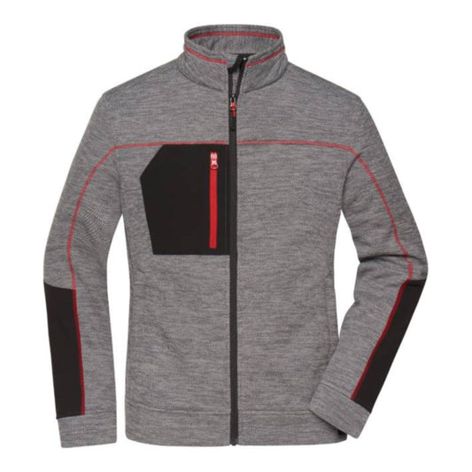 Damen Strickfleece Jacke, Daiber JN 1817 – carbon melange/black/red