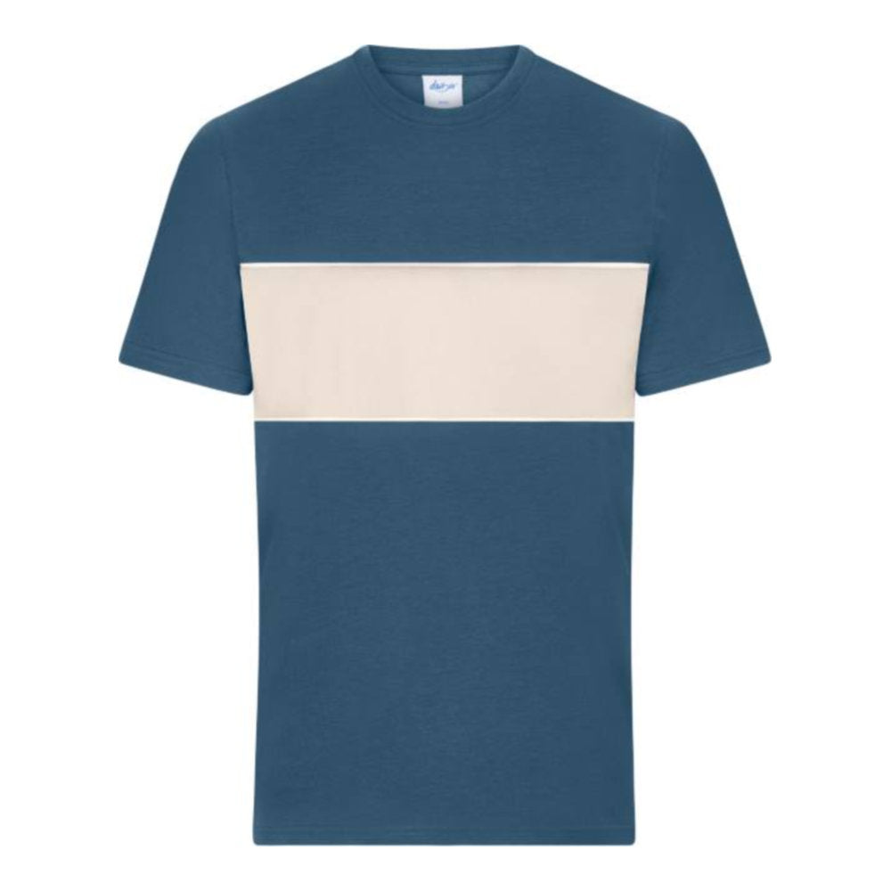 Unisex Bio T-Shirt "Colour-Block", Daiber 8049 – dusty blue/sandstone