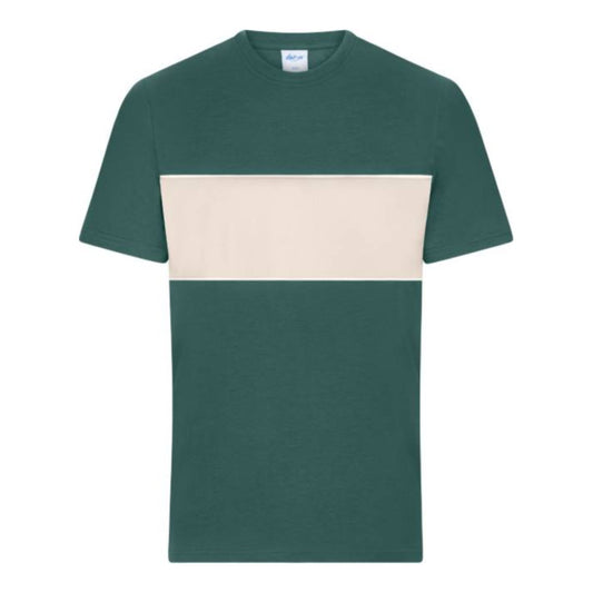 Unisex Bio T-Shirt "Colour-Block", Daiber 8049 – smoky green/sandstone
