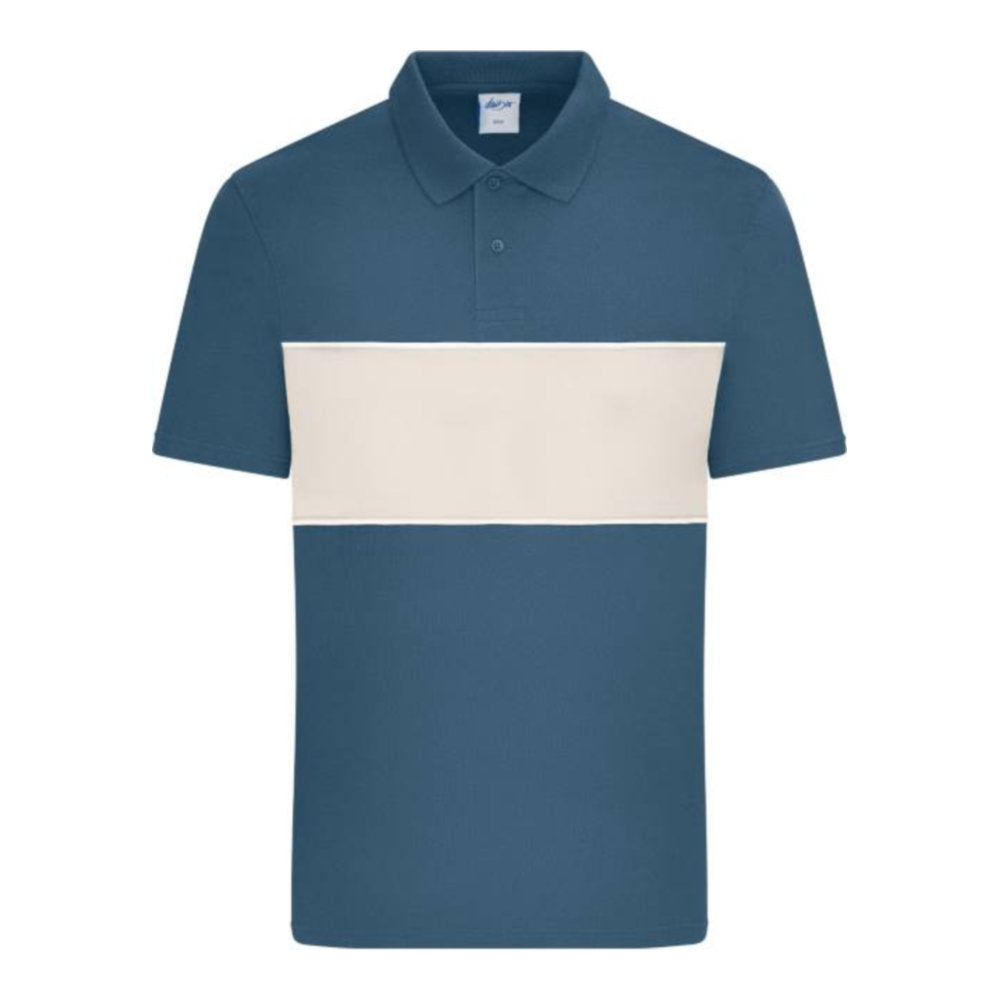 Unisex Bio Polo "Colour-Block", Daiber 8050 – dusty blue/sandstone