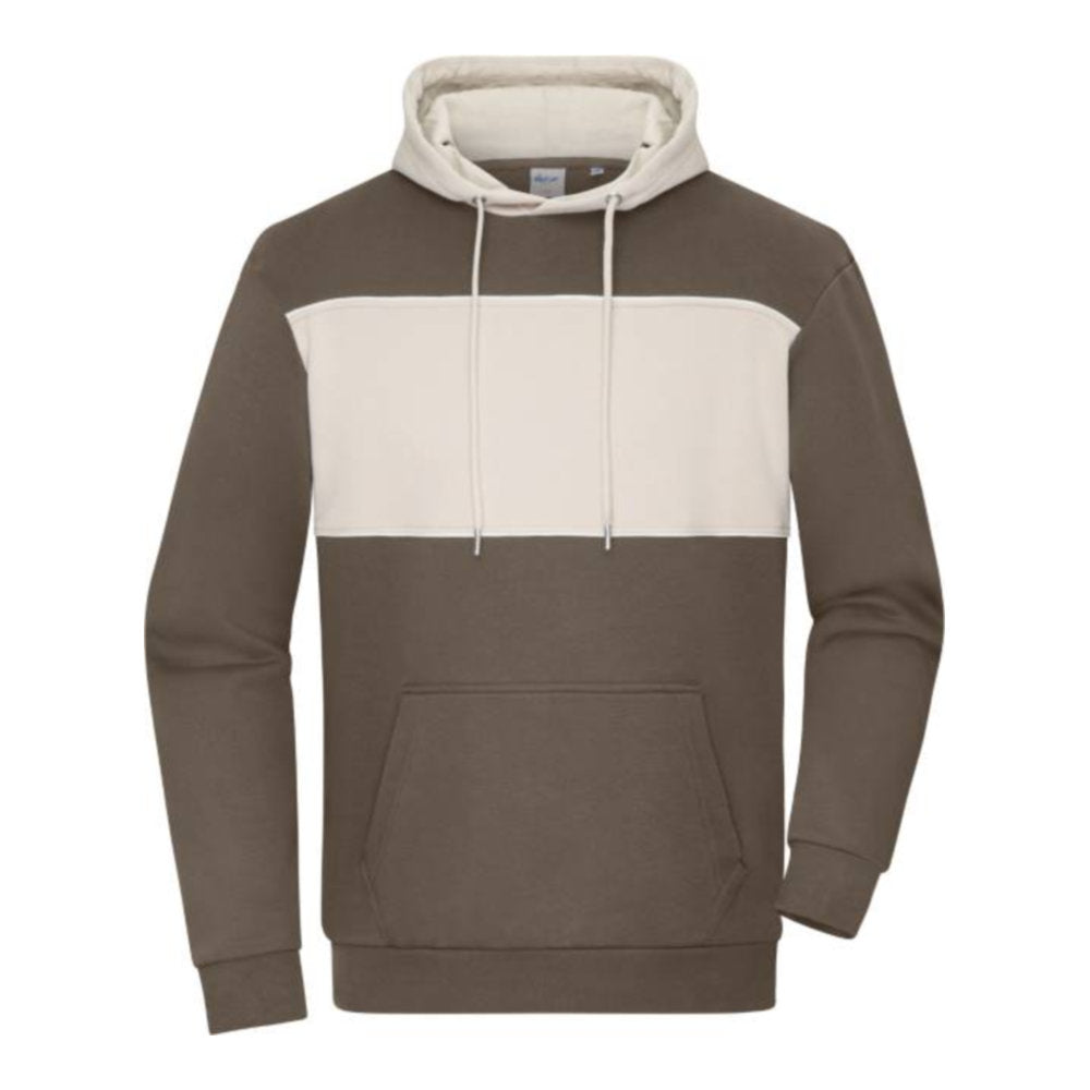 Unisex Bio Kapuzen Sweater "Colour-Block", Daiber 8051 – muddy brown/sandstone