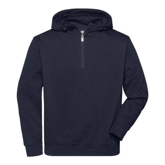 Unisex Bio Workwear Kapuzen Sweater mit "1/4" Zip, Daiber JN 839 – navy