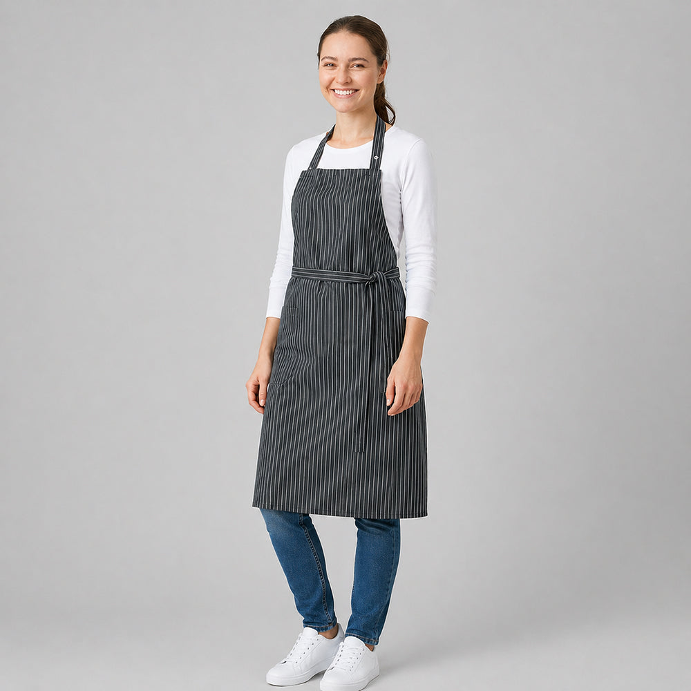 Latzschürze weiß, B 75 x L 75 cm, EXNER 142 – Nadelstreifen / Baumwolle 230 g/m²