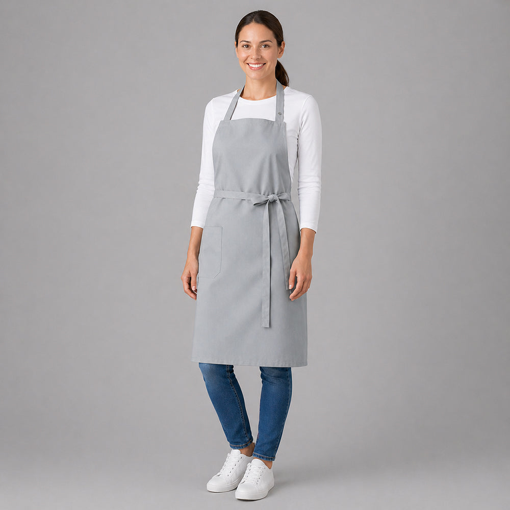 Latzschürze weiß, B 75 x L 75 cm, EXNER 142 – silbergrau / Mischgewebe 65/35 220 g/m²