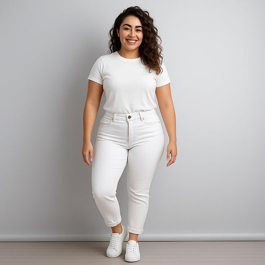 Damen Jeans "Curvy", white, EXNER 608 – weiß / 58