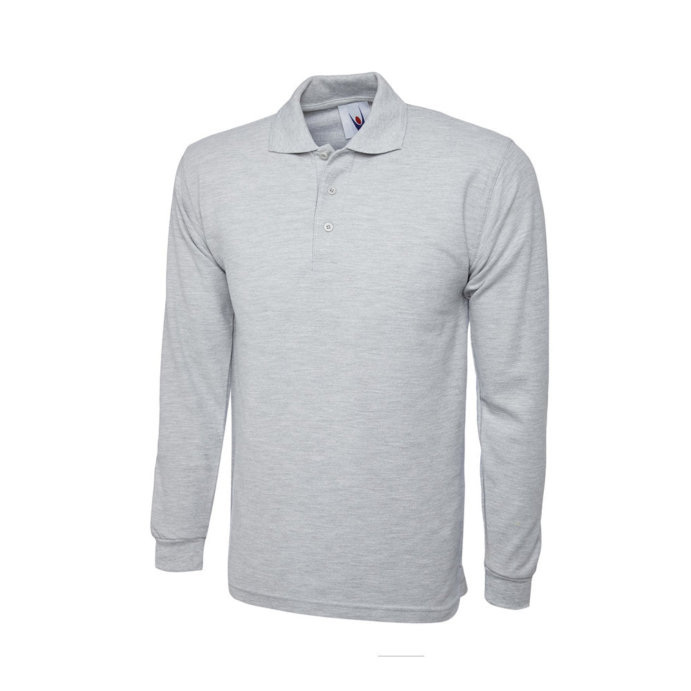Classic Langarm-Poloshirt, UNEEK UC113 - Heather Grey