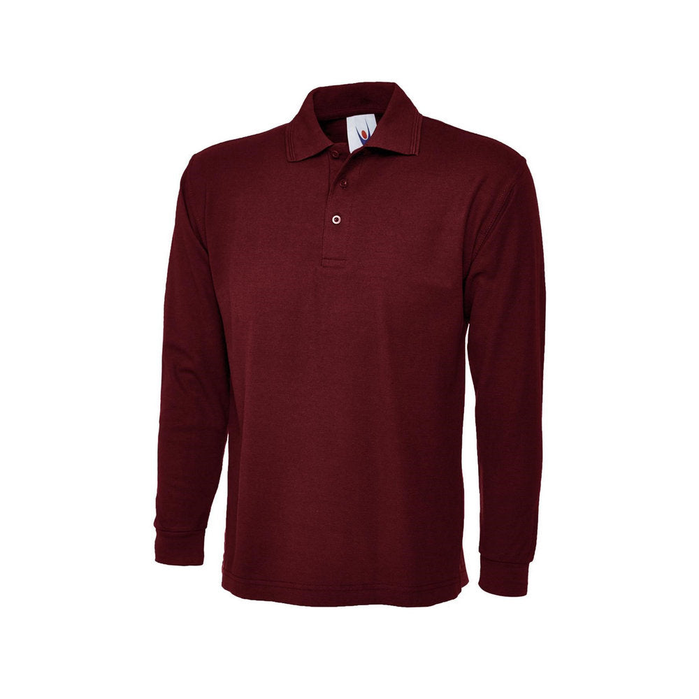 Classic Langarm-Poloshirt, UNEEK UC113 - Maroon