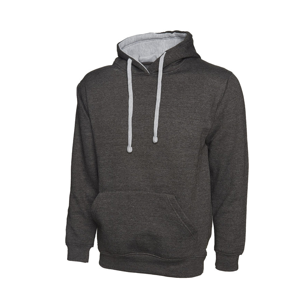 Kontrast-Hoodie, UNEEK UC507 - Charcoal/Heather Grey