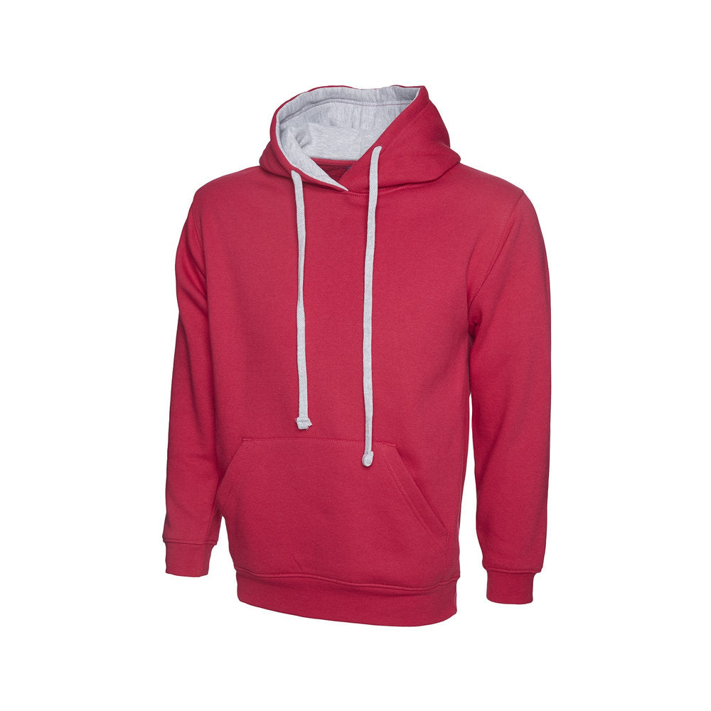 Kontrast-Hoodie, UNEEK UC507 - Fuchsia/Heather Grey