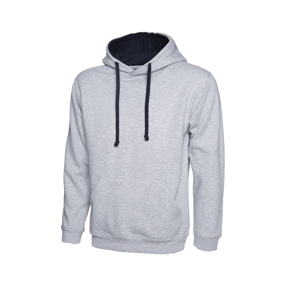 Kontrast-Hoodie, UNEEK UC507 - Heather Grey/Navy