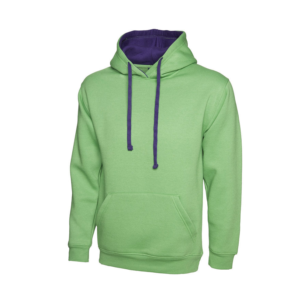 Kontrast-Hoodie, UNEEK UC507 - Lime/Purple
