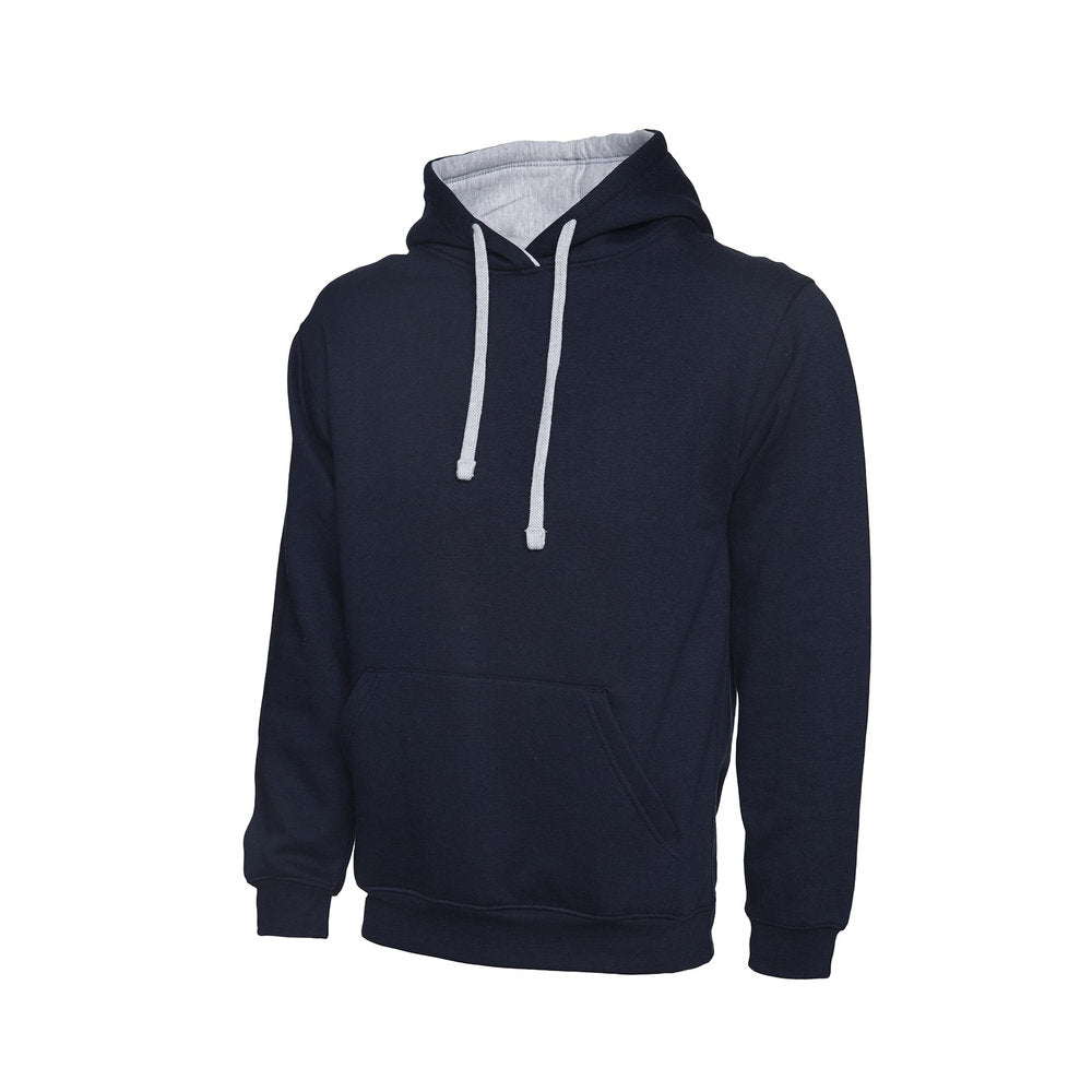 Kontrast-Hoodie, UNEEK UC507 - Navy/Heather Grey