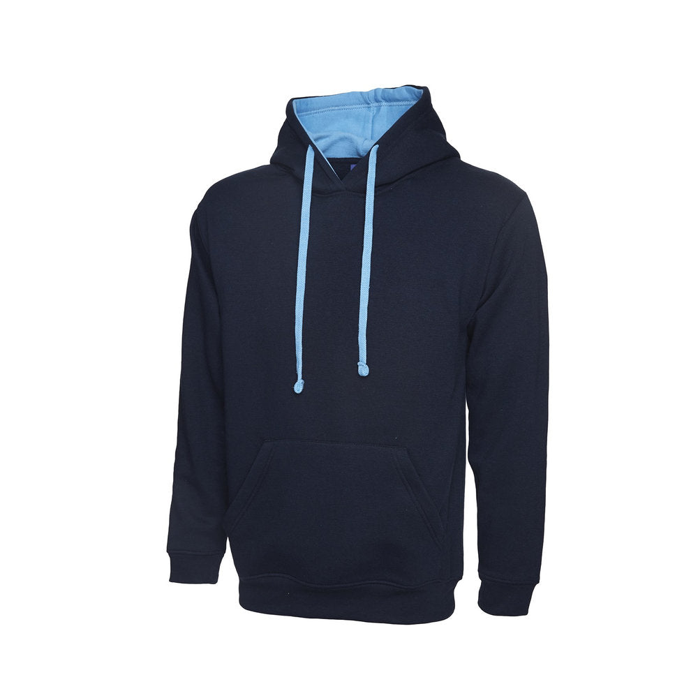 Kontrast-Hoodie, UNEEK UC507 - Navy/Sky