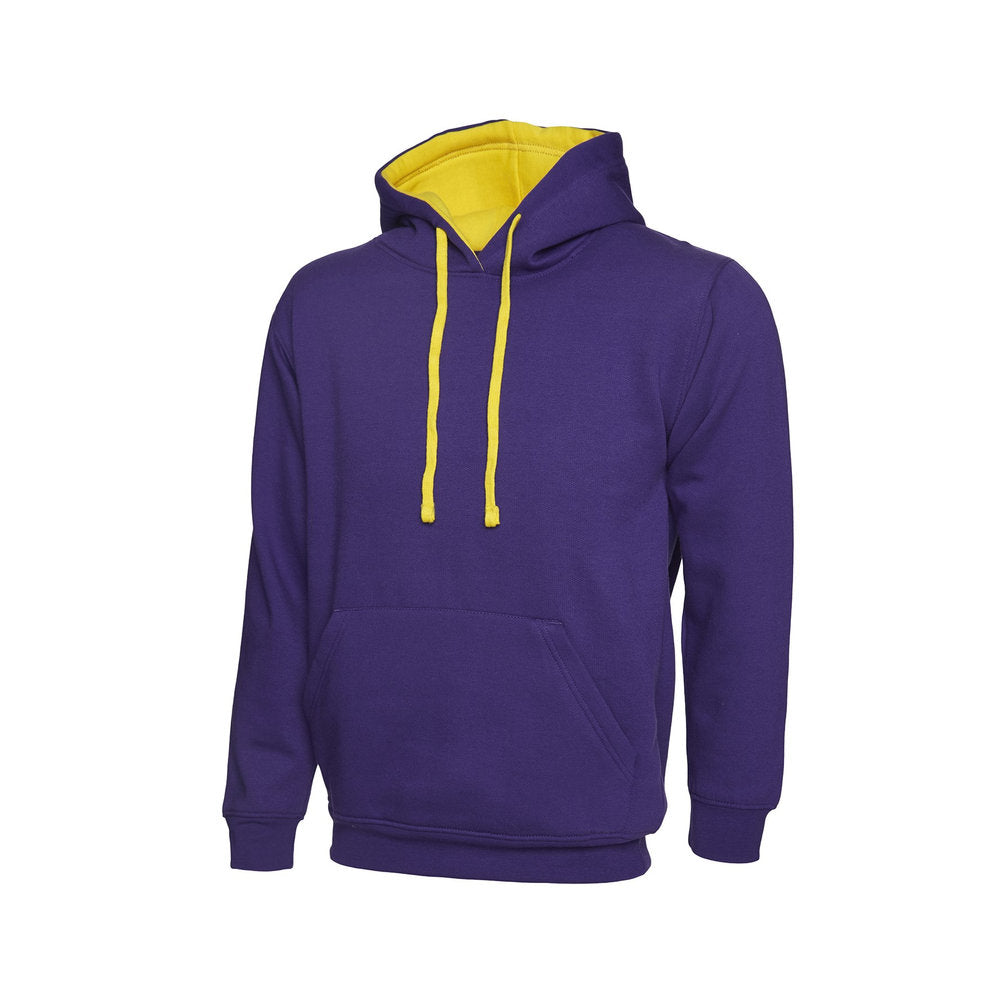 Kontrast-Hoodie, UNEEK UC507 - Purple/Yellow