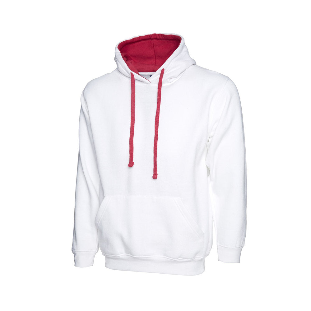 Kontrast-Hoodie, UNEEK UC507 - White/Fuchsia