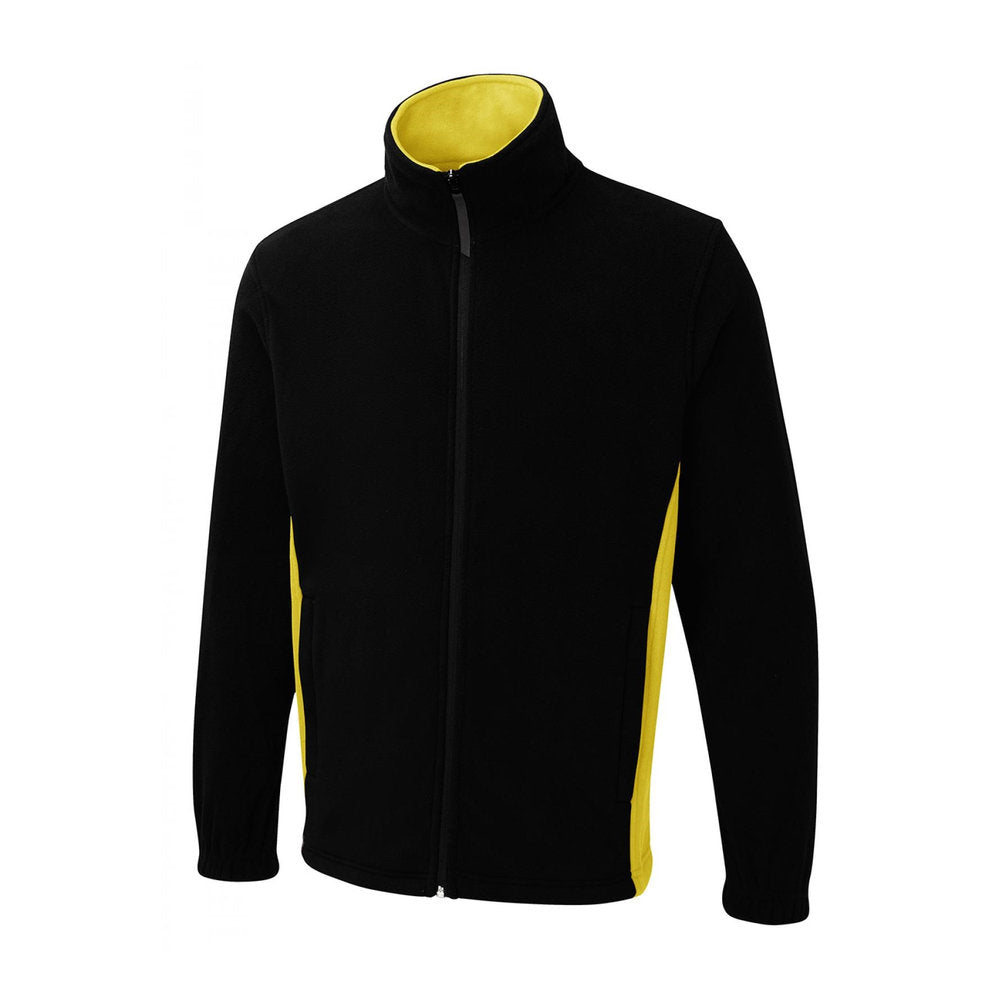 Two-Tone Fleecejacke mit Reißverschluss, UNEEK UC617 - Black/Yellow