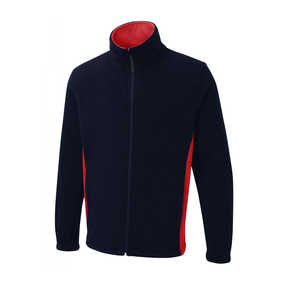 Two-Tone Fleecejacke mit Reißverschluss, UNEEK UC617 - Navy/Red