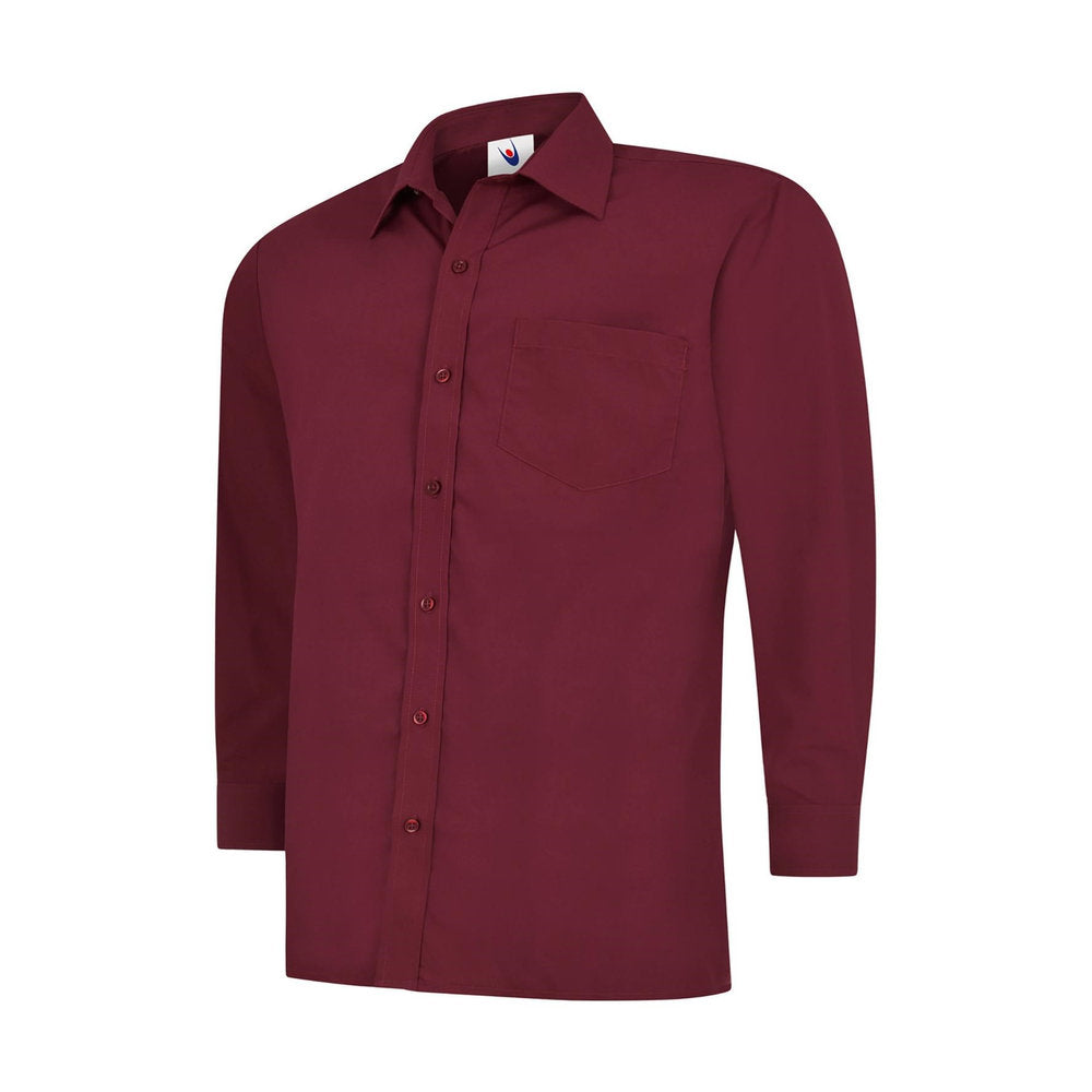 Herren Popelinehemd Langarm, UNEEK UC709 - Burgundy