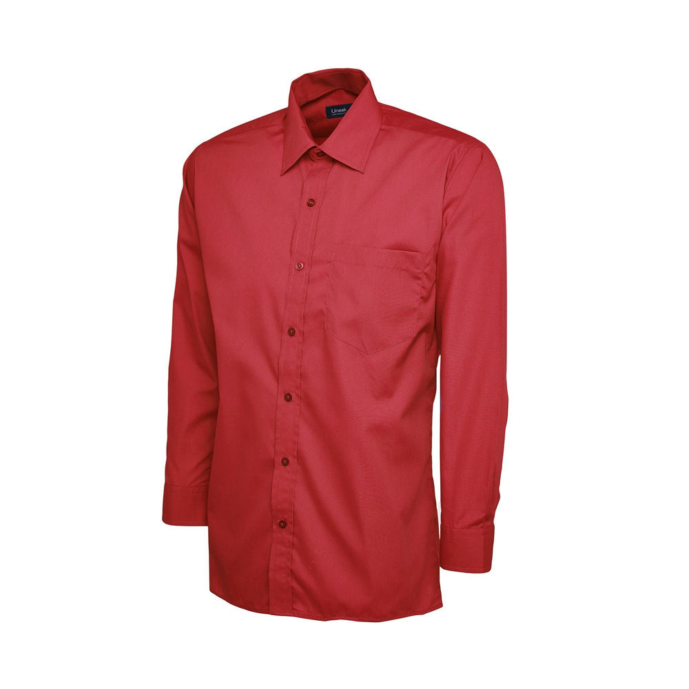 Herren Popelinehemd Langarm, UNEEK UC709 - Red