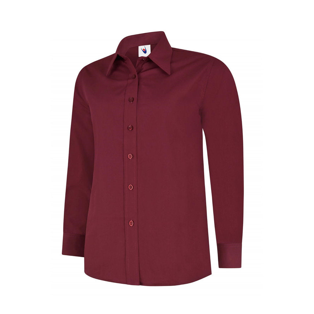 Damen Popelinebluse Langarm, UNEEK UC711 - Burgundy