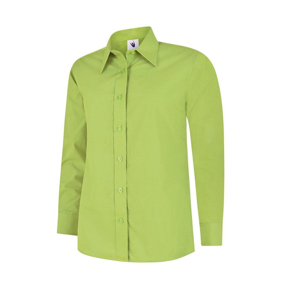 Damen Popelinebluse Langarm, UNEEK UC711 - Lime