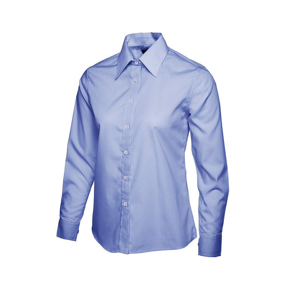 Damen Popelinebluse Langarm, UNEEK UC711 - Mid Blue