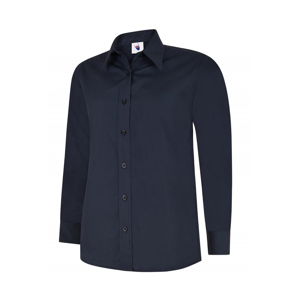 Damen Popelinebluse Langarm, UNEEK UC711 - Navy