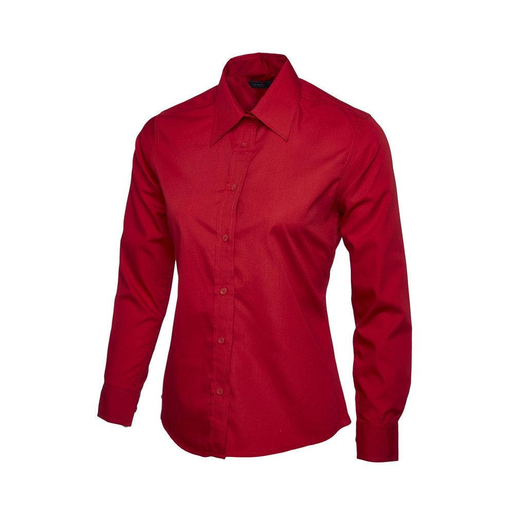 Damen Popelinebluse Langarm, UNEEK UC711 - Red