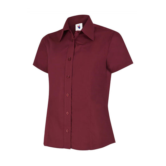 Damen Popelinebluse Kurzarm, UNEEK UC712 - Burgundy