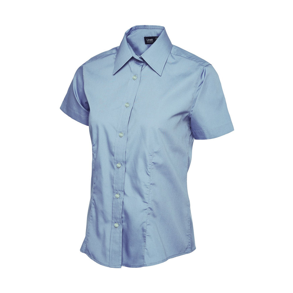Damen Popelinebluse Kurzarm, UNEEK UC712 - Light Blue