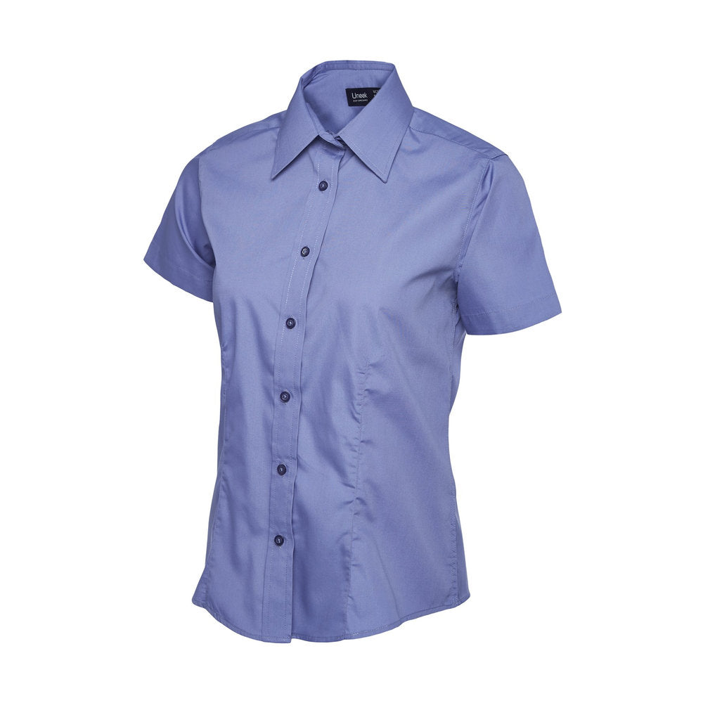 Damen Popelinebluse Kurzarm, UNEEK UC712 - Mid Blue