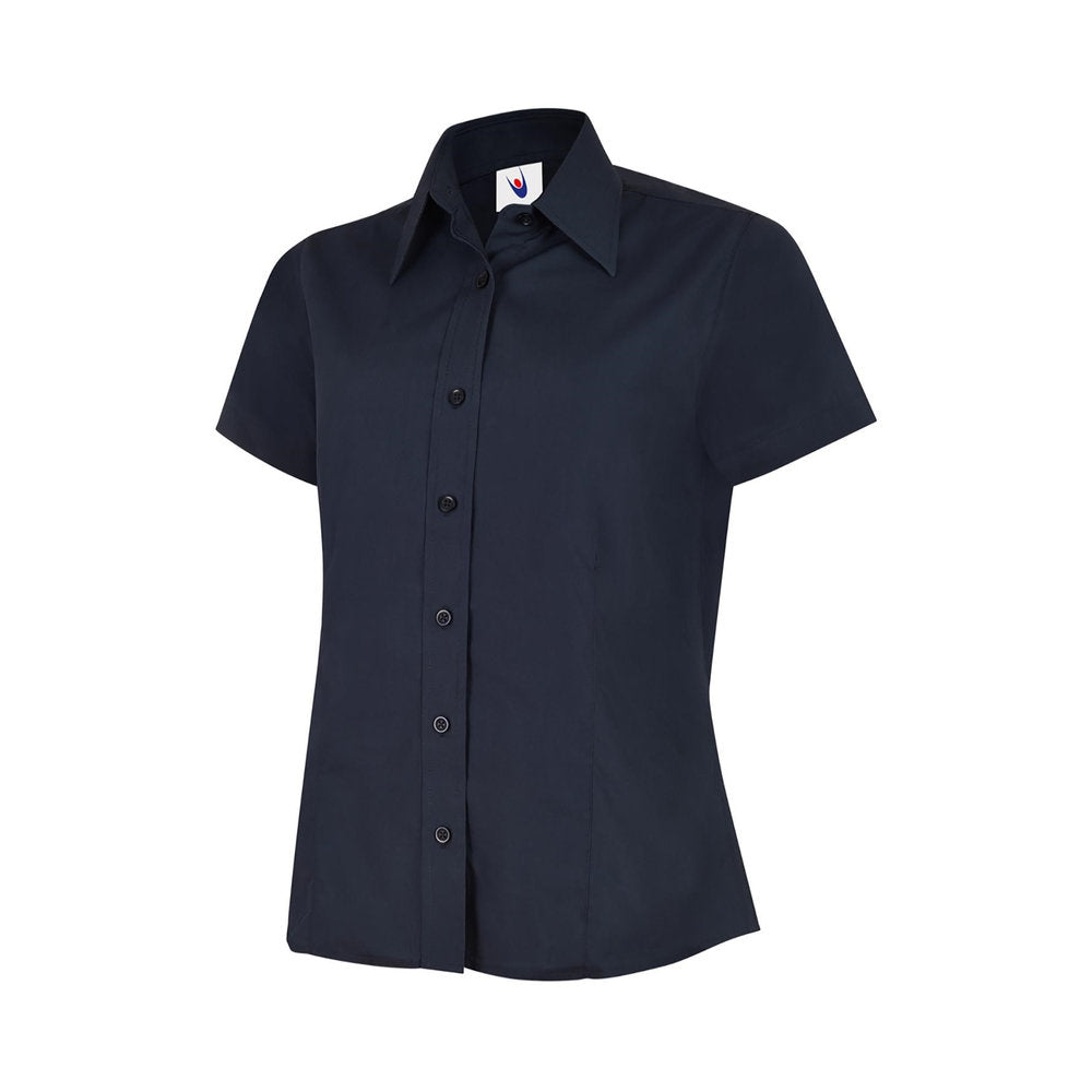 Damen Popelinebluse Kurzarm, UNEEK UC712 - Navy