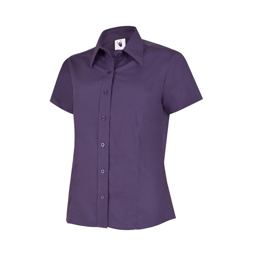 Damen Popelinebluse Kurzarm, UNEEK UC712 - Purple