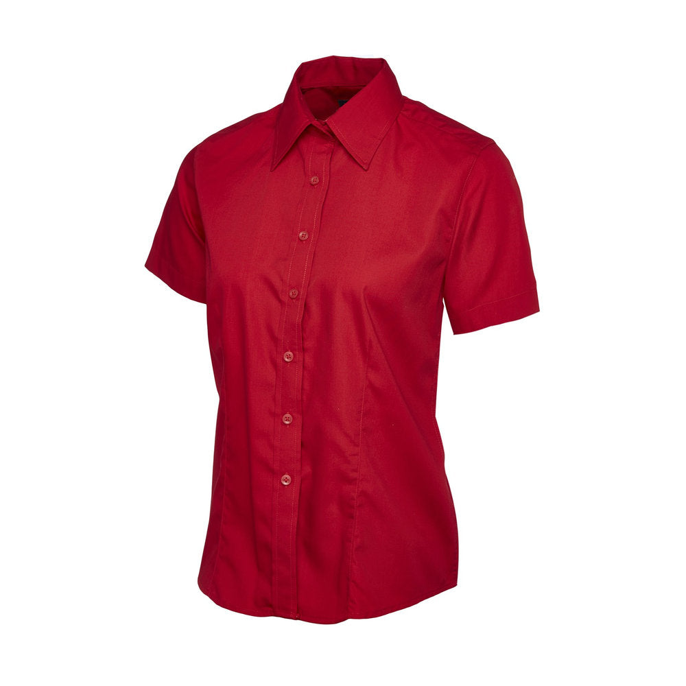 Damen Popelinebluse Kurzarm, UNEEK UC712 - Red