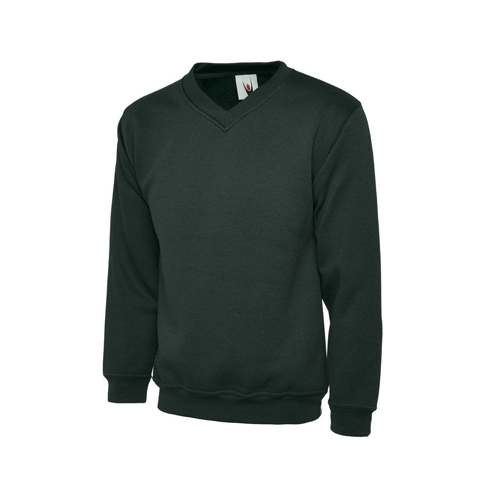 Classic V-Neck Sweatshirt, UNEEK UC204 - Bottle Green