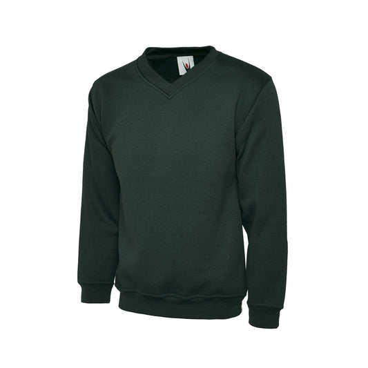 Classic V-Neck Sweatshirt, UNEEK UC204 - Bottle Green