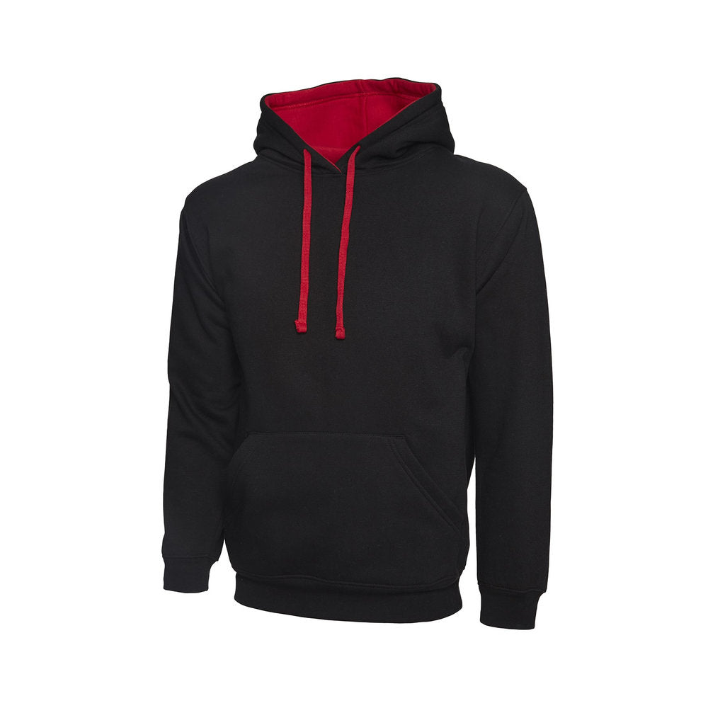 Kontrast-Hoodie, UNEEK UC507 - Black/Red