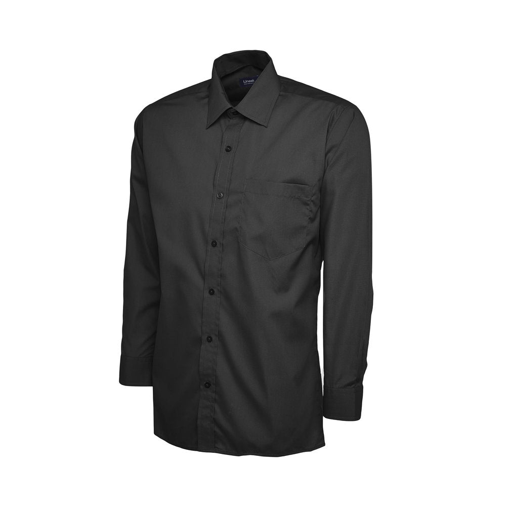 Herren Popelinehemd Langarm, UNEEK UC709 - Black