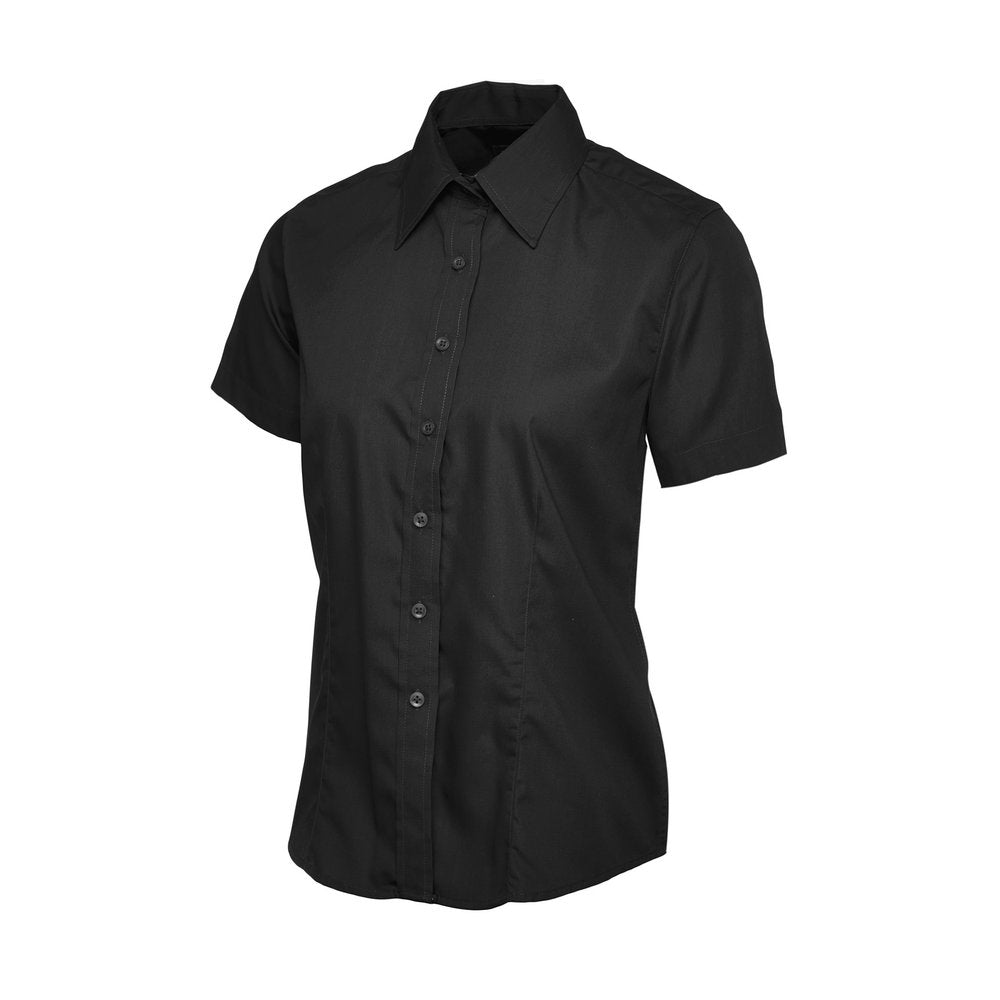 Damen Popelinebluse Kurzarm, UNEEK UC712 - Black
